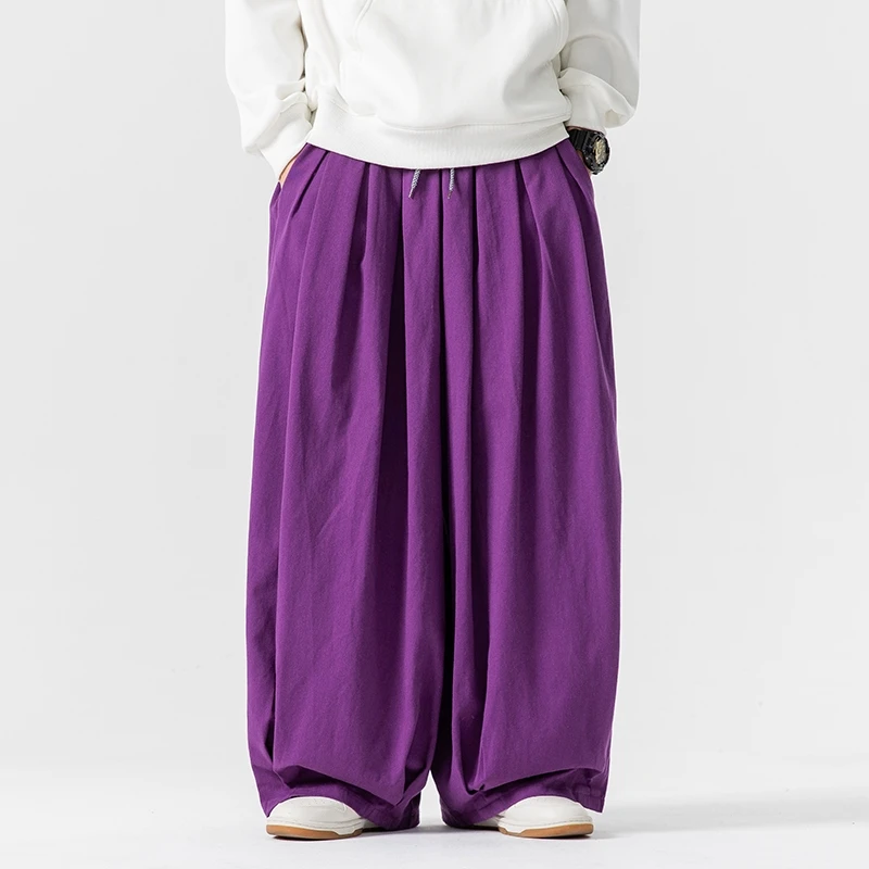 Celana Kaki Lebar Pria Ukuran Besar Celana Panjang Jogger Pinggang Elastis Celana Harem Kasual Pria Celana Olahraga Pria Fashion Longgar Ukuran Besar 5XL