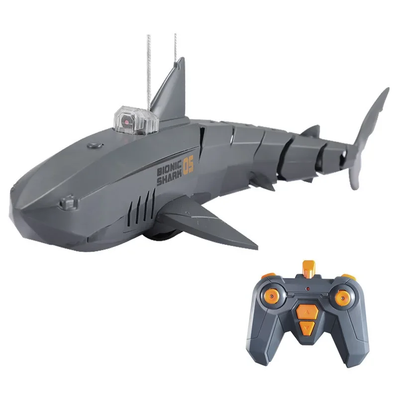 กล้อง HD รูปทรงฉลามบังคับวิทยุ ของเล่นสัตว์บังคับ สำหรับเล่นในอ่างอาบน้ำ สระว่ายน้ำ ของเล่นไฟฟ้าสำหรับเด็กผู้ชาย ของเล่นสุดเจ๋ง ฉลาม ยานดำน้ำ