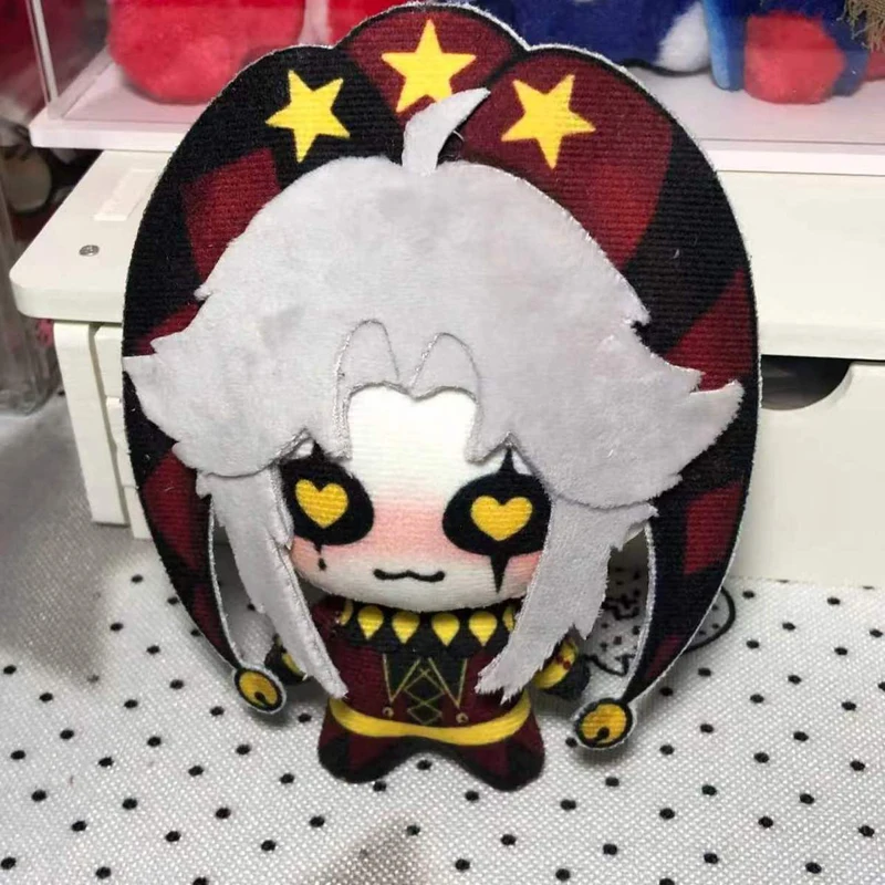 Latest 10cm Stuffed Cute Love Heart Shape Eyes Red Pierrot Anime Circus Plush Toy Freak Game Character Bag Keychain Plushie Doll