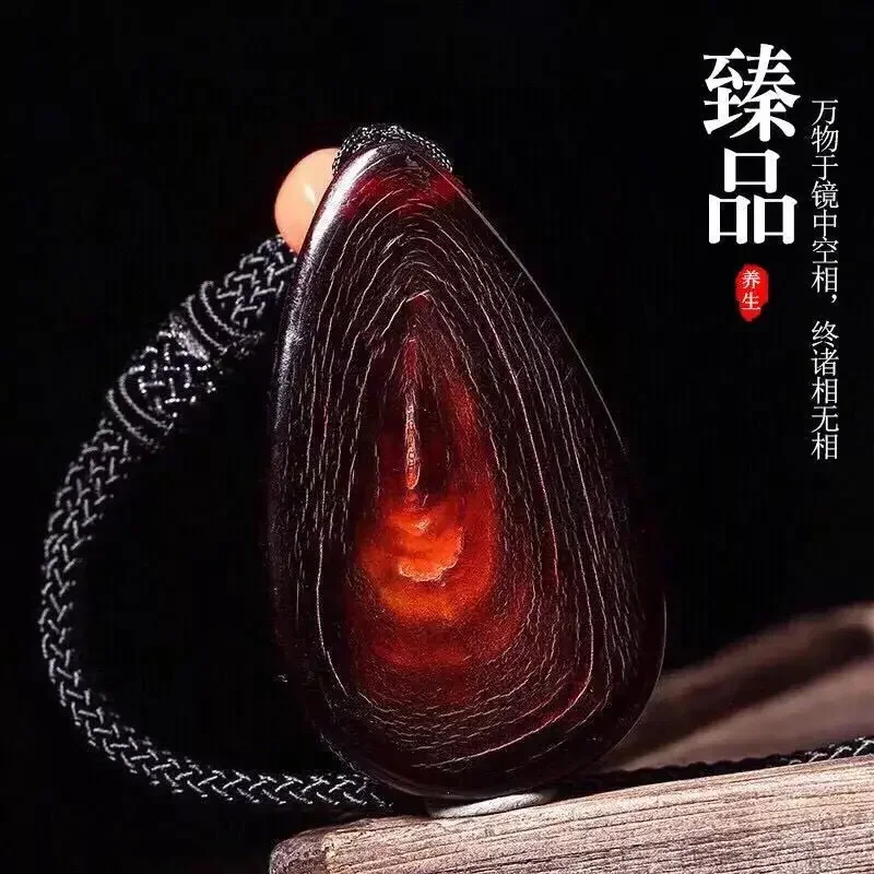 Natural Old Cow Horn Water Drop Cut Card Nothing Card Men's and Women's Security Necklace Pendant WenPlay Antique Luxury Jewelry