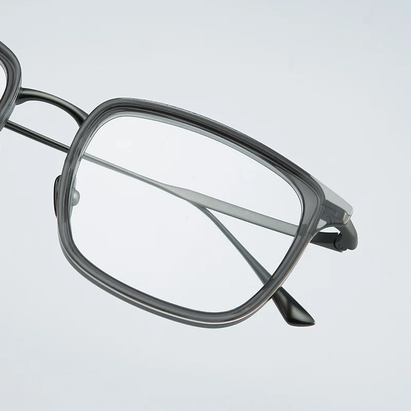 Large Frame Square Glasses for Big Face, Premium Pure Titanium Frame - Ultra Lightweight, Full Rim Matte Black Trendy Style