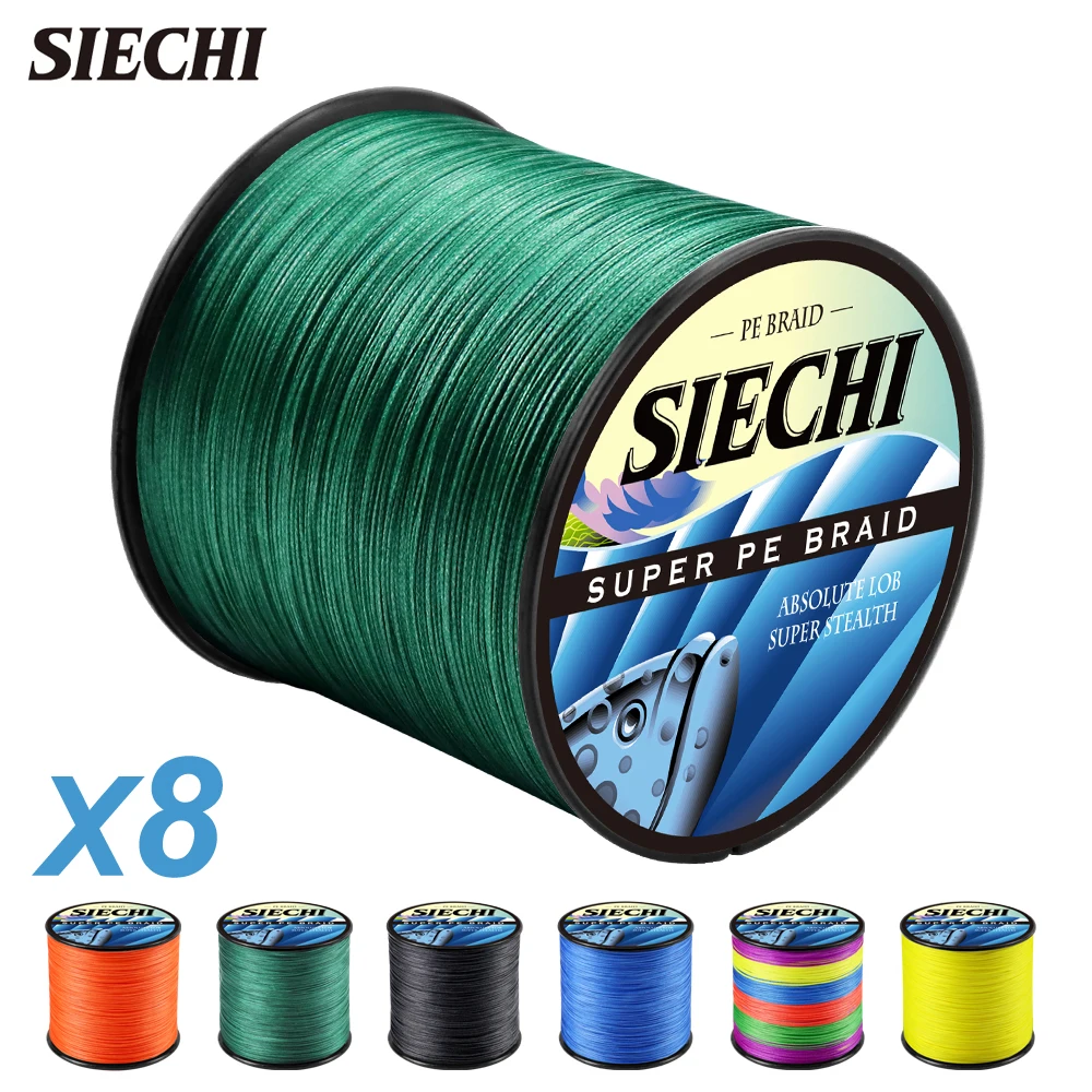 SIECHI 1000M 500M 300M New 8 Strands Braided Fishing Line Super Strong Smooth Multifilament PE Line 22-88lb