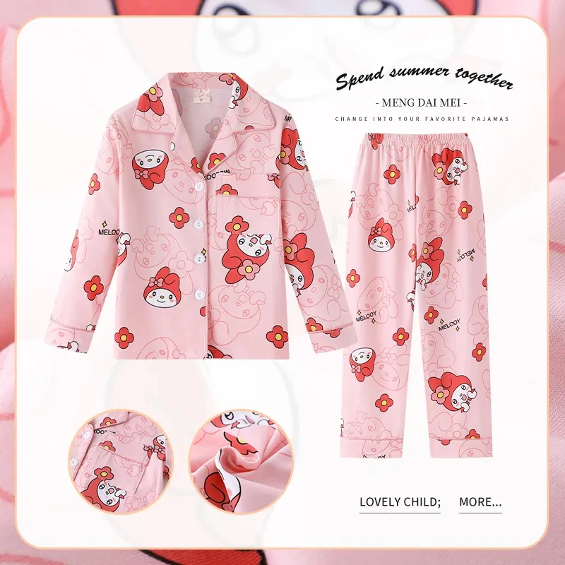 

Hello Kitty Girls' Pajamas Cute Cartoon Women's Pajama Set Pure Cotton Loose Comfortable Two Piece Set Top Pants Home Clothes