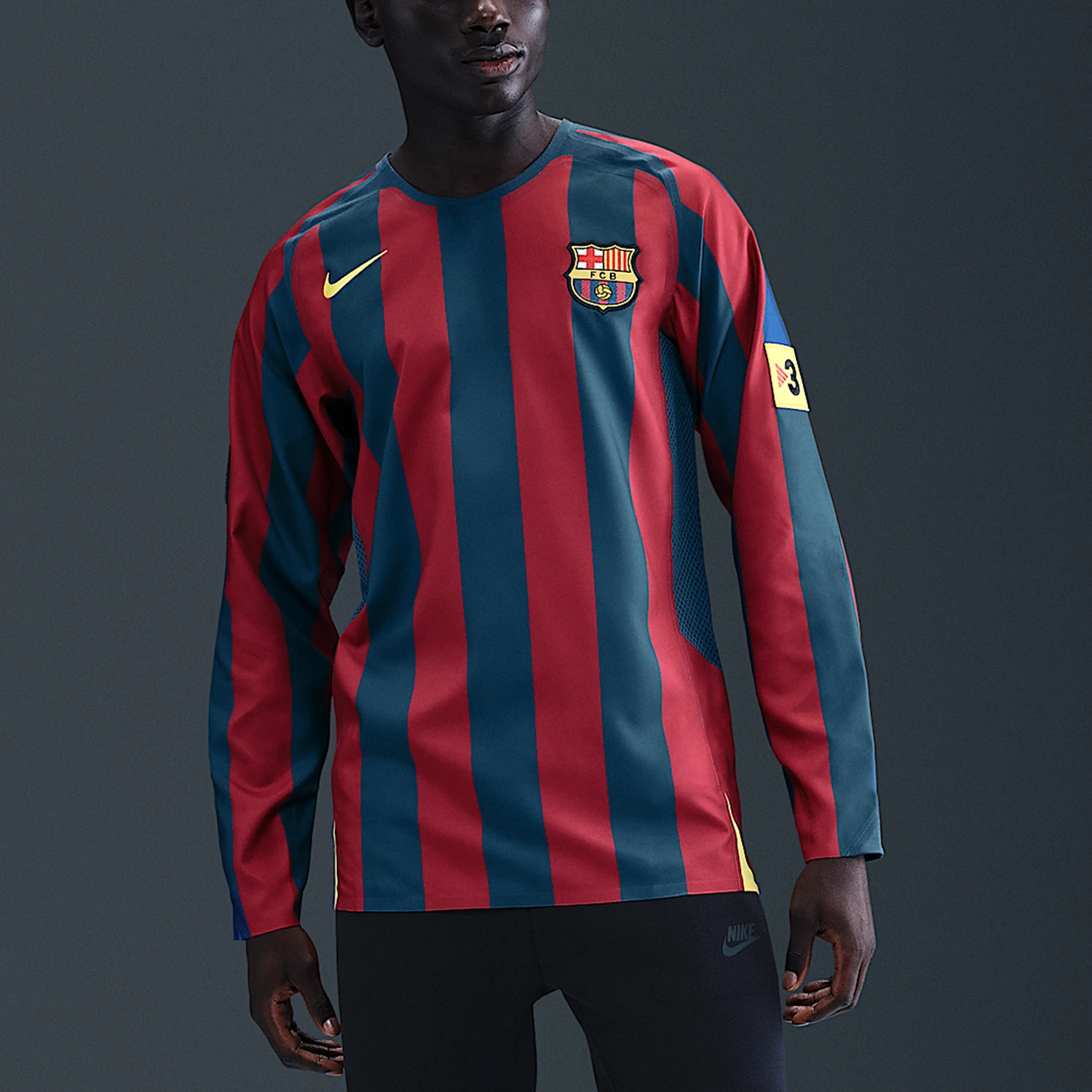Nike genuine Barcelona home men's striped sports training long sleeved T-shirt HQ1461-471