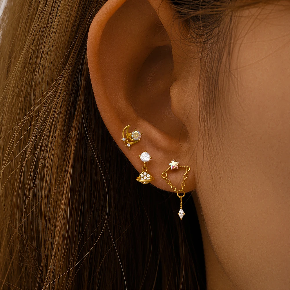 Aide 925 Silver Multiple Styles Stud Earrings For Women 18K Gold Plated Pink Summer Pearls Versatile Ins Fine Jewelry Gifts