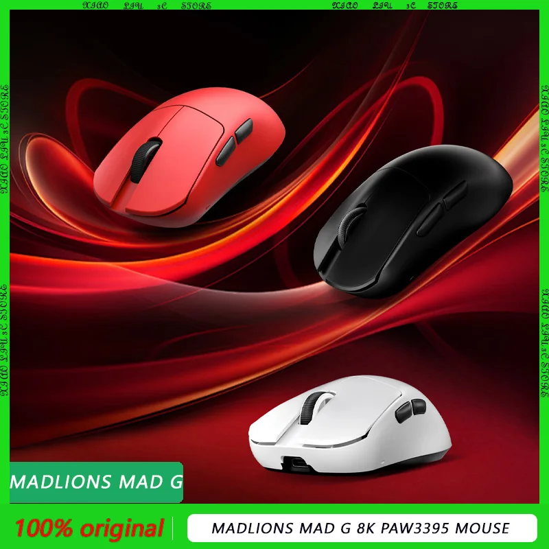 

Мышь Madlions MAD G PAW3395 с датчиком 8K, 2 режима, беспроводная игровая мышь, легкая мышь с низкой задержкой, аксессуары для ПК на заказ, геймерские аксессуары