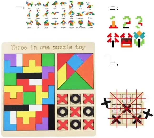 Puzzle 3 IN 1 Bord Spielzeug Bausteine Farbe DIY Clever Board Sammlung Kreative Geschenk Holz Spielzeug Puzzles Kinder Spiele