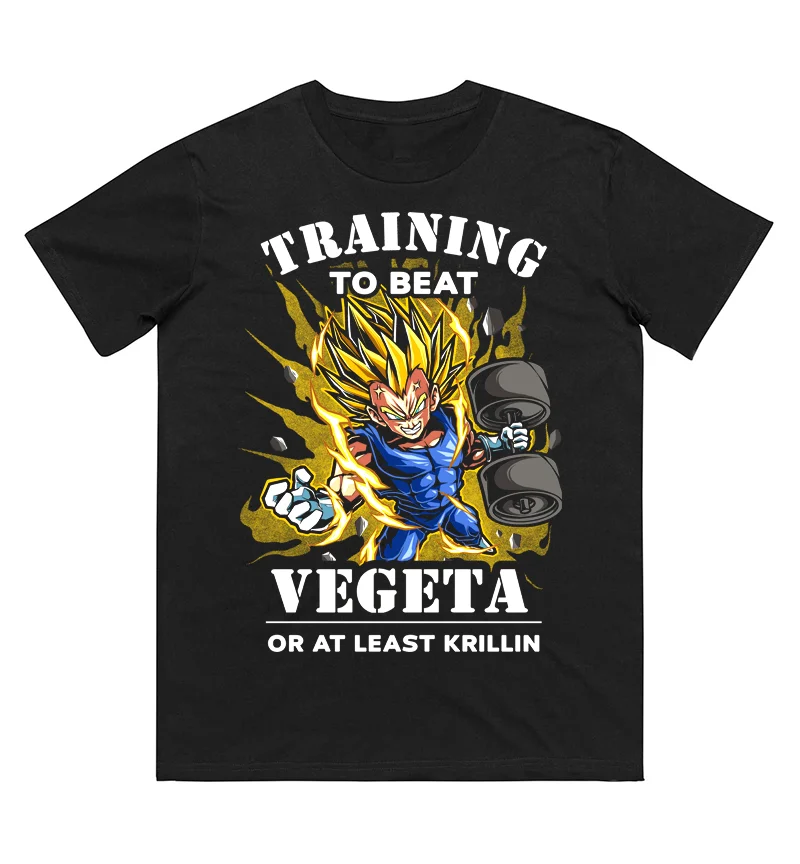 Anime Dragon Ball Vegeta bedrucktes T-Shirt aus reiner Baumwolle für Damen und Herren, Frühling/Sommer, neue Kollektion, modisches Kurzarmshirt