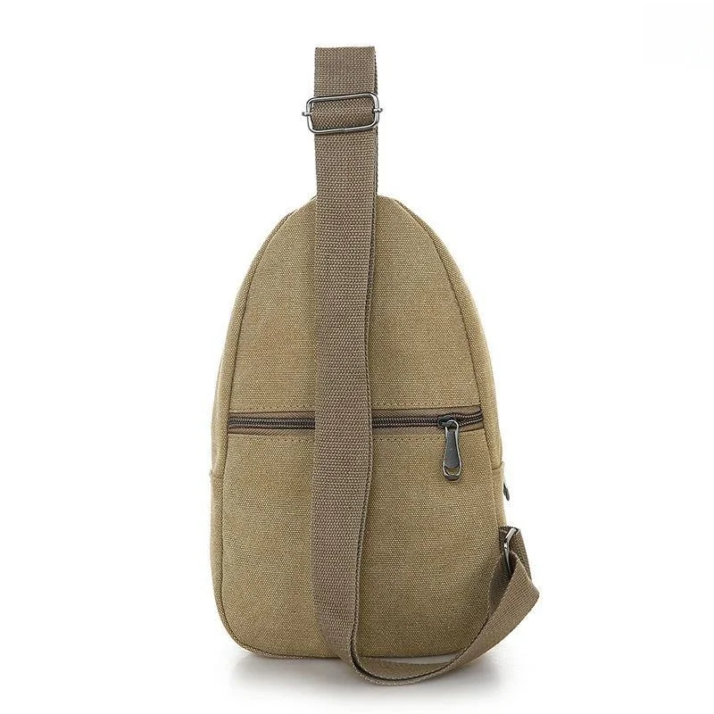 Casual Canvas Crossbody Bag for Men Single Shoulder Chest Bag Leisure Waist Bag Soft Handle Zipper Closure Inner Waterproof P...