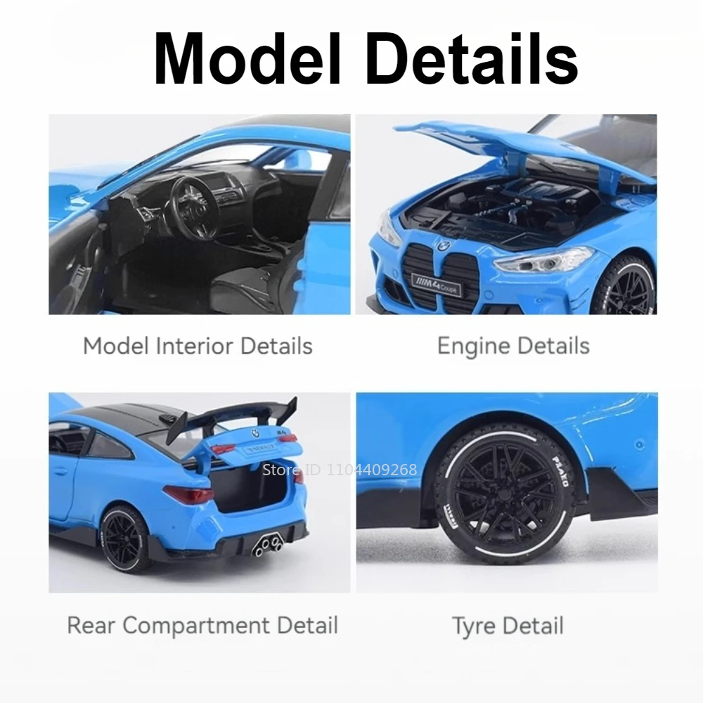 Maßstab 1:32 M4 X5 Sportwagenmodell Spielzeugtüren geöffnet Sound Licht Metalldruckguss Miniaturfahrzeugmodelle Kinder Lernspielzeug
