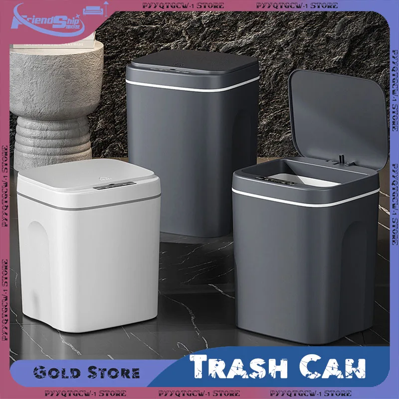 Automatic Sensor Trash Can Bathroom Toilet Waterproof Smart Bucket Garbage with Lid Touchless Kitchen Trash Can Home Accessories