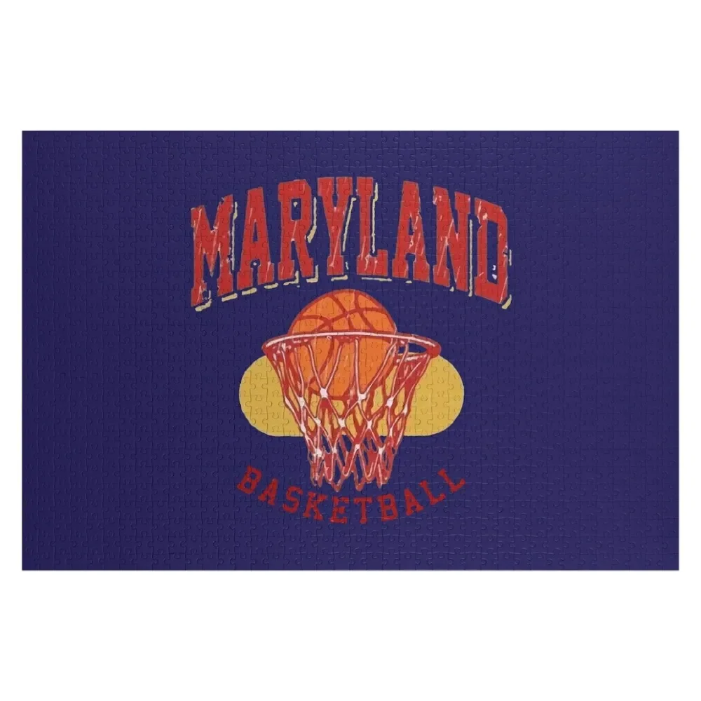 Vintage maryland basquete quebra-cabeça madeiras para adultos nome de madeira diorama acessórios brinquedos personalizados para crianças quebra-cabeça