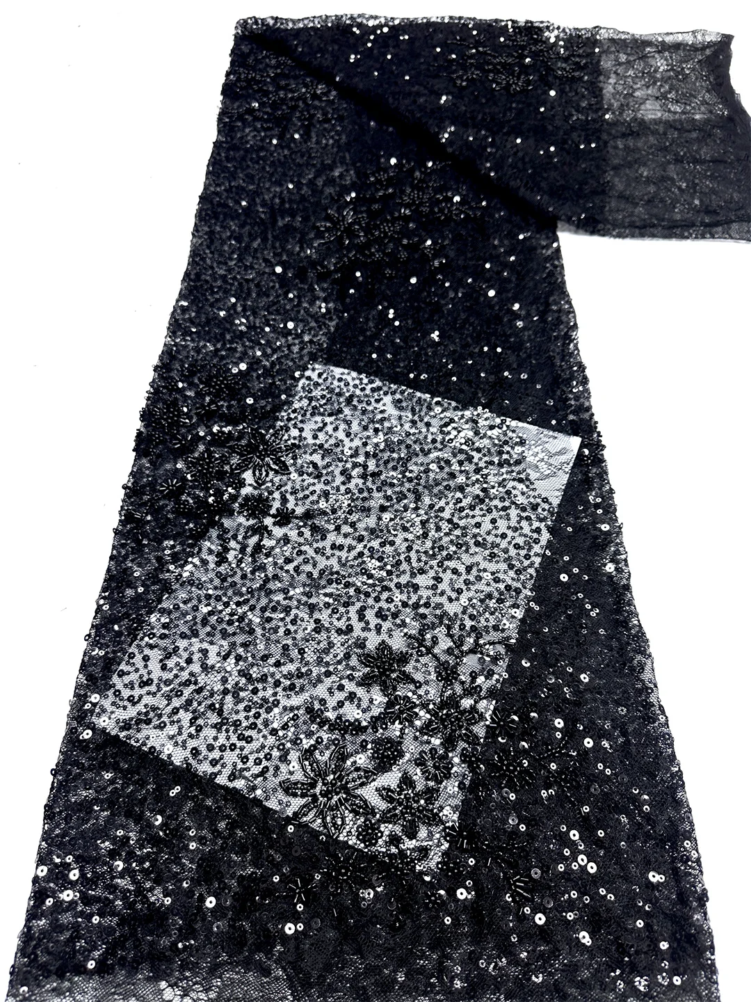 

Модная черная африканская кружевная ткань с блестками, тюль, бисер, вышивка, кружево для свадьбы, свадебные ткани, 2025 г., высококачественные кружевные платья