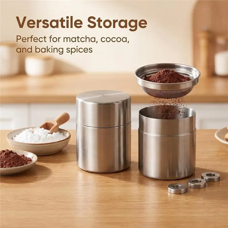 1-Pack Matcha Powder Sifter And Storage Tin Set, Stainless Steel Matcha Shaker Canisters ,For Matcha Latte, Kitchen-[ToolMr A83]