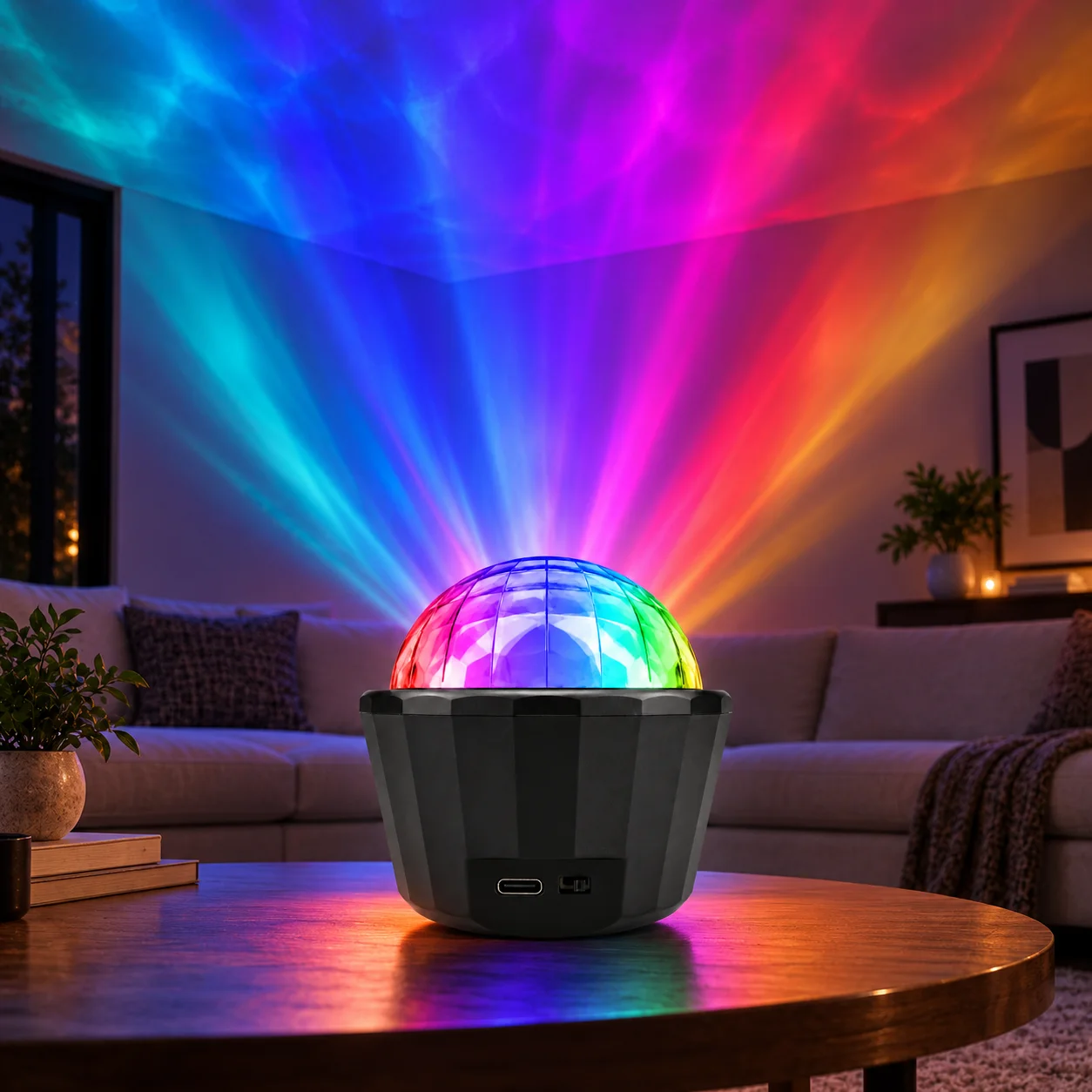 LED Aurora Projector Light with 16 Color Effects, Color-Changing Mood Lamp for Bedroom, Living Room, Birthday and Home Parties