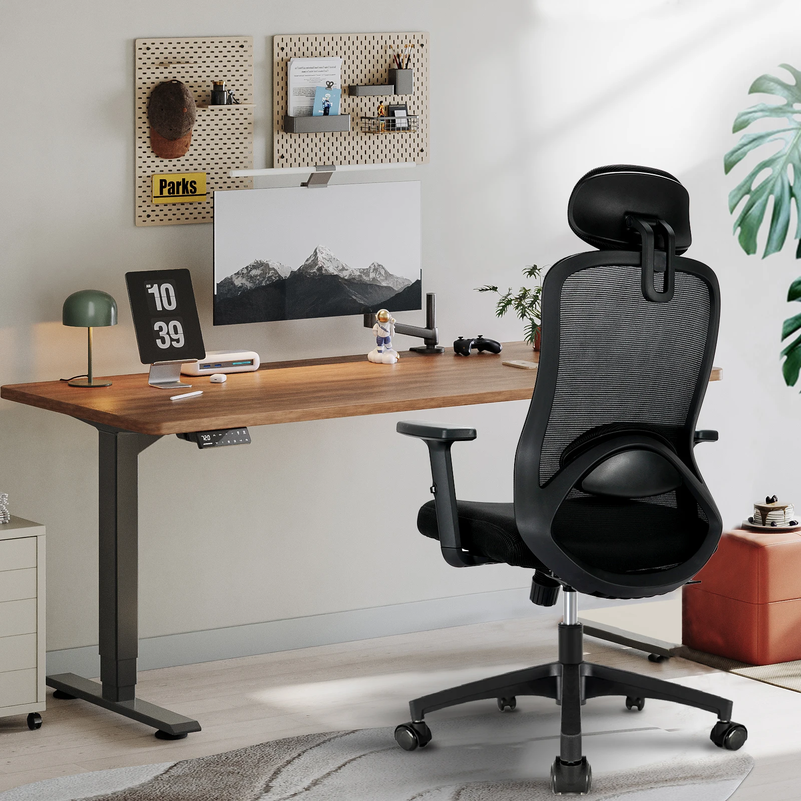 Milacyee Ergonomischer Computer-Schreibtischstuhl, Bürostuhl mit hoher Rückenlehne und verstellbarer Kopfstütze und Lendenwirbelstütze, 90° drehbar ° -130 °   Liegestuhl