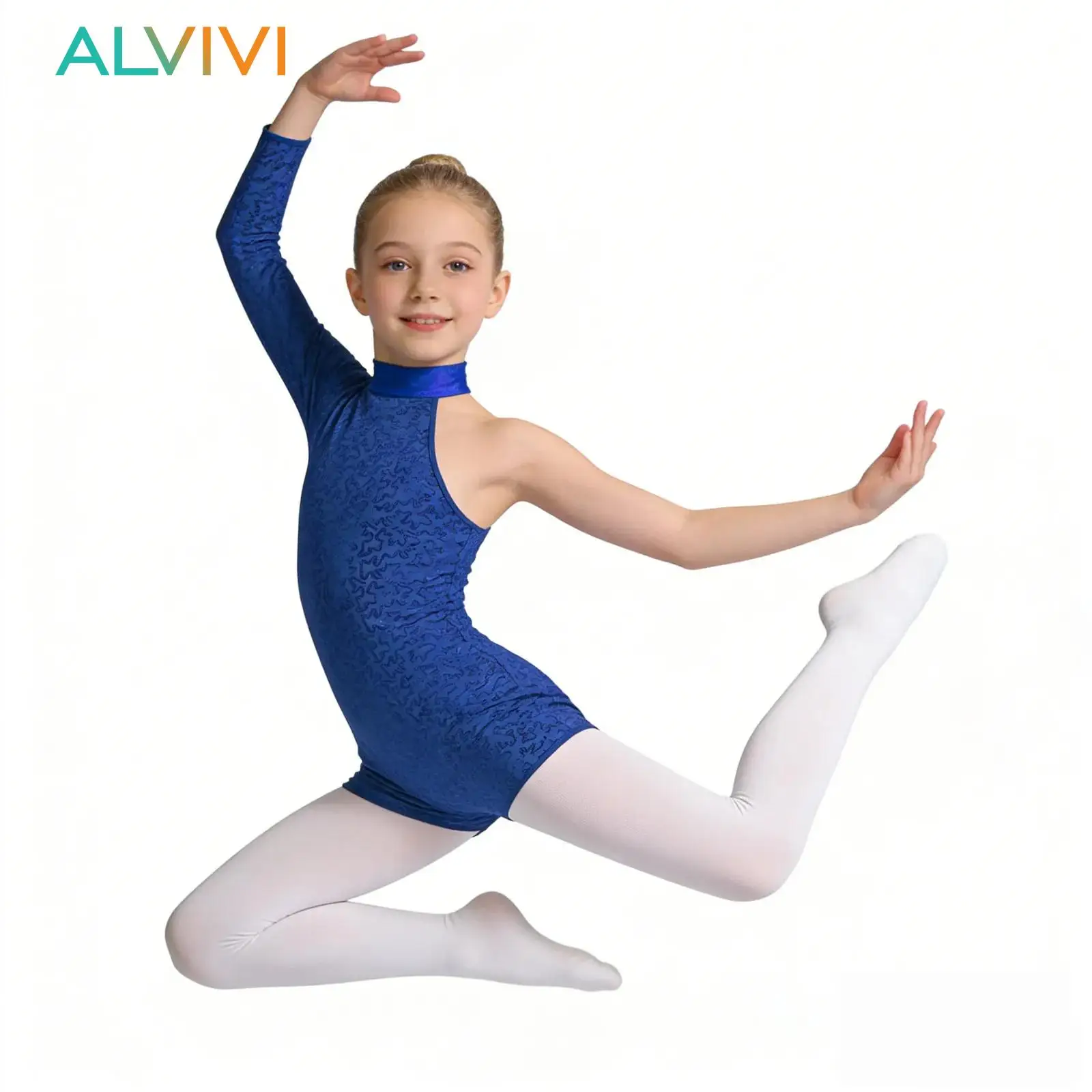 Kids Girls Gymnastics Ballet Jersey Jazz Dance Leotards Performance Costume Shiny Sequins Unitard Jumpsuits Acrobatic Dancewear