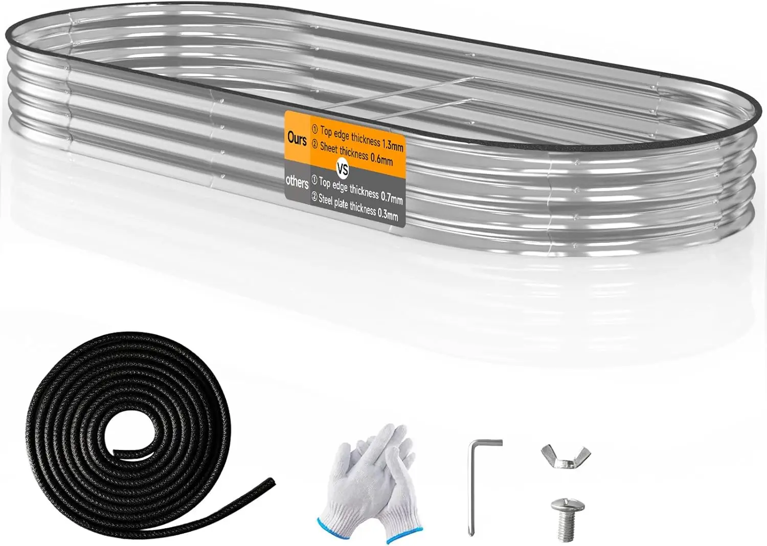 

Galvanized Raised Garden Bed Outdoor,0.6mm Thickness//8×4×0.9ft Oval Garden Bed for Gardening,Vegetables,Flowers//Sturdy Metal P