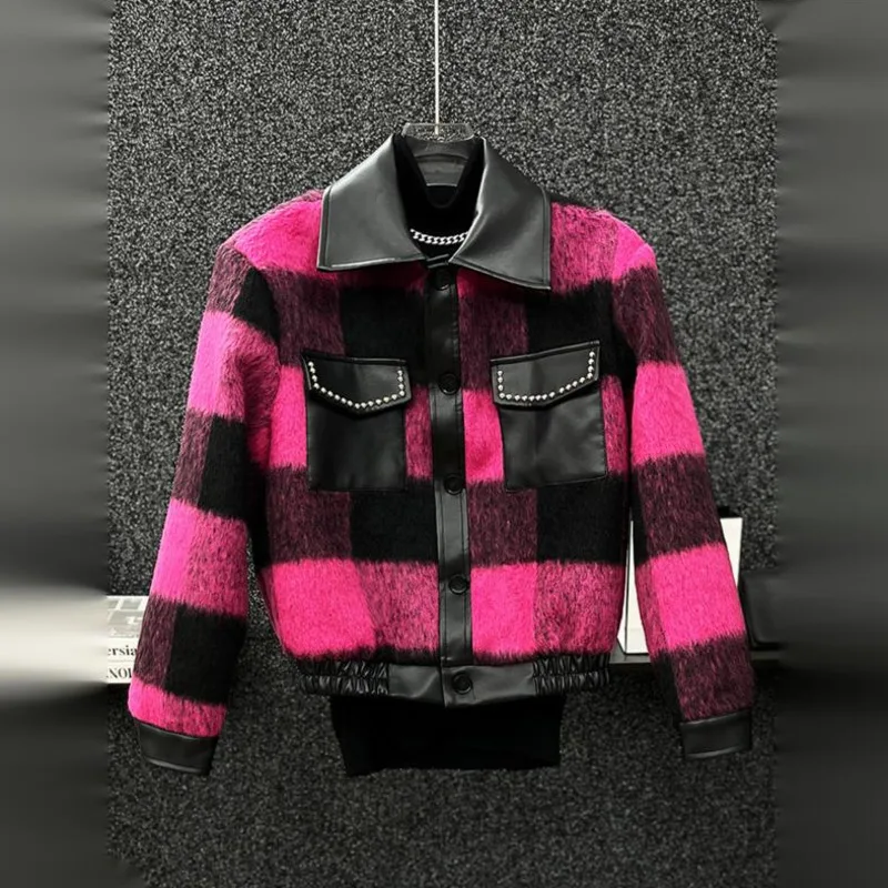 WVGA Herbst Winter Neue Männer Flut Baumwolle Woolen Patchwork Leder Kurze Mäntel Nische Chic Casual Gepolsterte Schulter Jacken Ins W17608