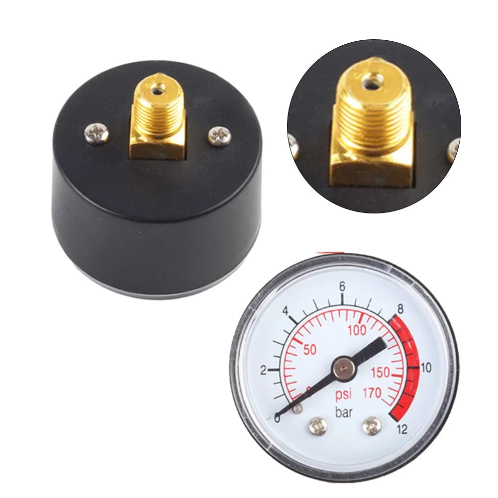 Air Compressor Pneumatic Hydraulic Fluid Pressure Gauge 0-12Bar / 0-170PSI Easy To Read Dial Measuring Instrument