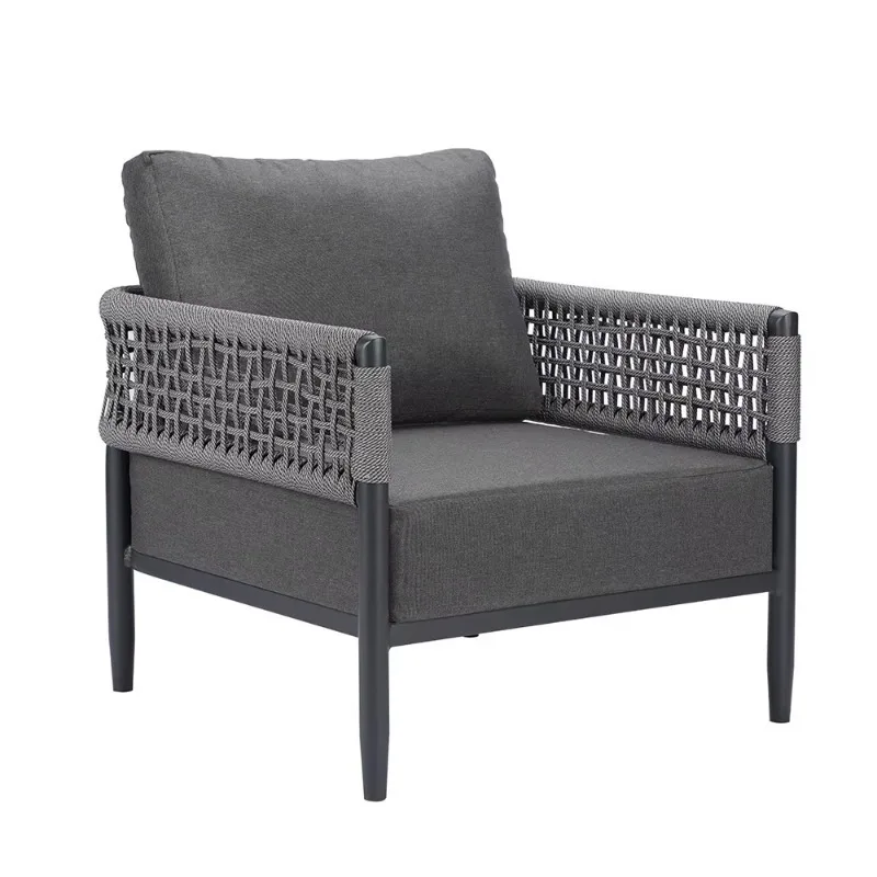Outdoor Furniture Patio Sofa Leisure PE Wicker Rattan Garden Single Club Chair Set With Seat Cushion