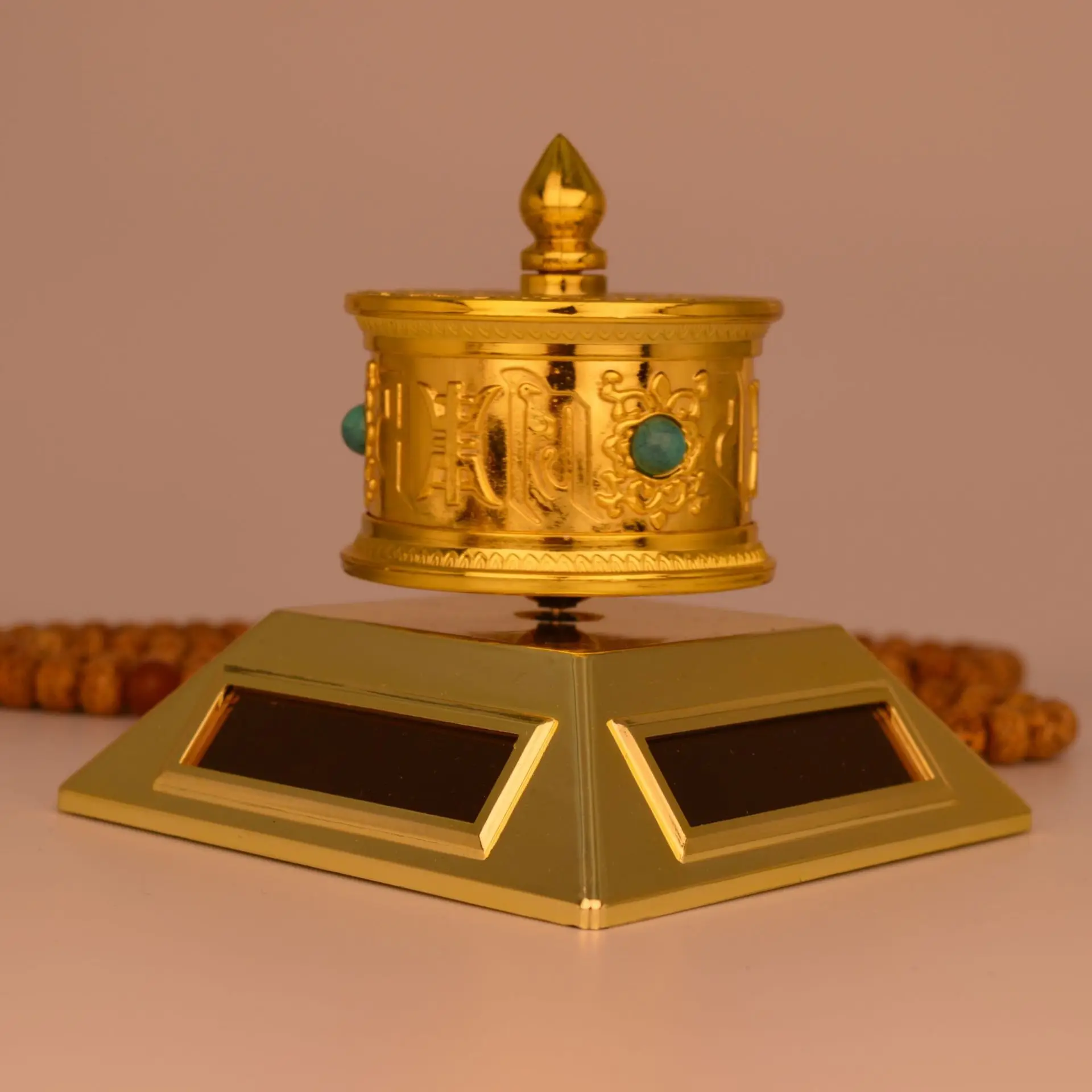 

Buddha Machine Solar Car Square Prayer Wheel with Scripture Car Ornament Exquisite Prayer Wheel