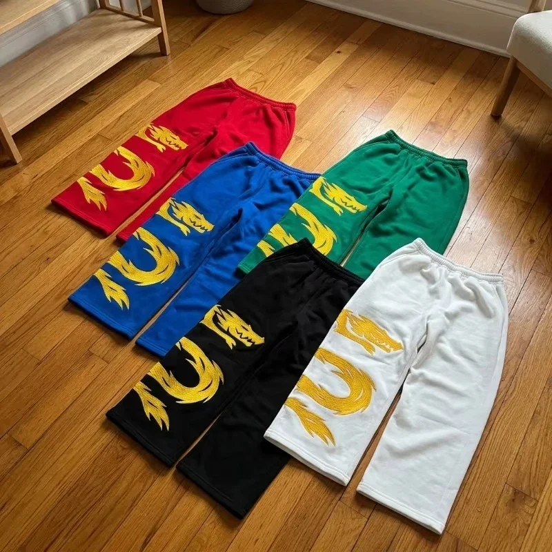 Vintage Drachen-Grafik Herren Kinder Jogginghose Y2K Streetwear Baggy Jogger Lose Gerade Hose Lässige Elastische Taille Trainingshose – Detail 7