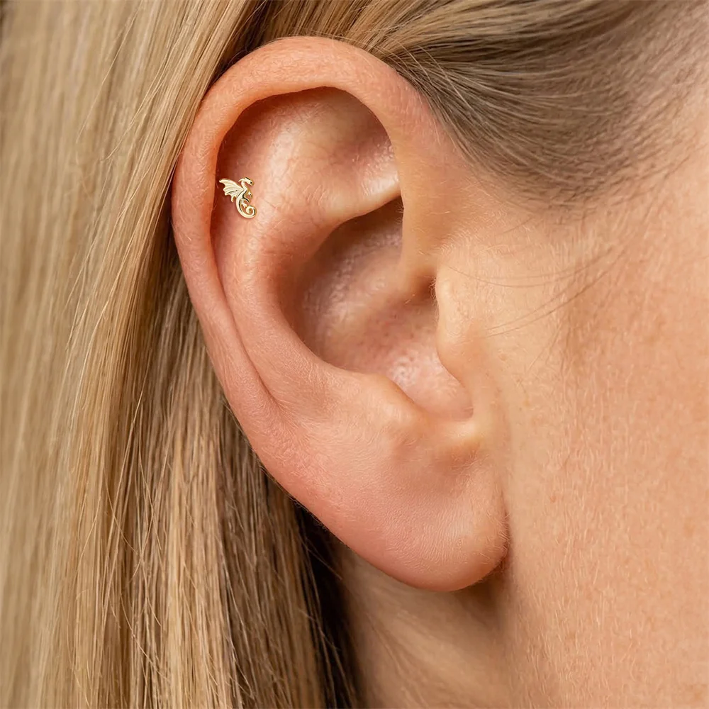 AIDE 1PC 925 Sterling Silber Glück Rot Koi Piercing Ohrring Für Frauen Geometrische Kette Zirkon Ohr Knochen Stud Ohrringe edlen Schmuck – Detail 25