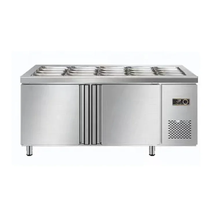 

#For 1.5m commercial slotted salad table workbench fresh side dish refrigerator refrigerated freezer display cabinet
