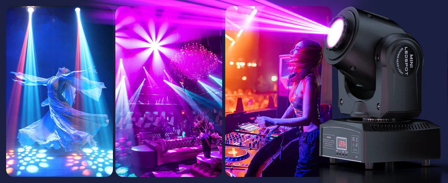 Yiflamefly 120W RGBW LED Moving Head Light mit 8 Gobos, 1/2-Halbfarbeffekt, Spot-Licht, DMX512 Bühnenbeleuchtung für DJ-Partys, KTV, Bars und Shows – Detail 5