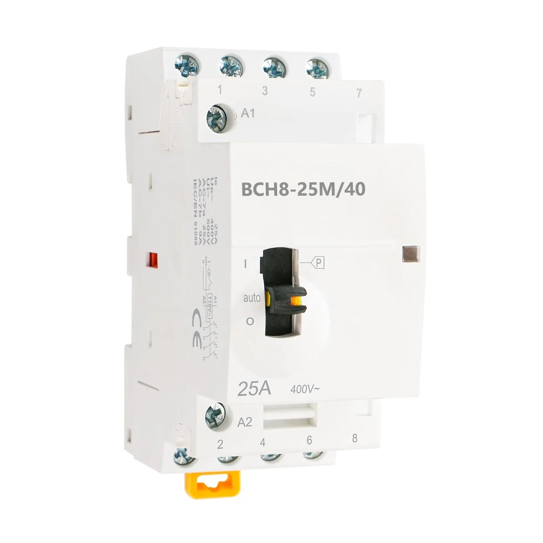 ABILKEEN BCH8-25M/40 25A Ручной бытовой контактор переменного тока 4-полюсный 4НО 50/60 Гц Модульная схема контактора Ручное/автоматическое управление