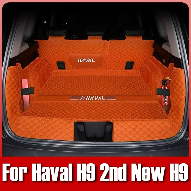

For Haval H9 2nd New H9 Car Accessories 2024 2025 Trunk Protection PU Leather Mat Cover Waterproof Cargo Liner Boot Carpets