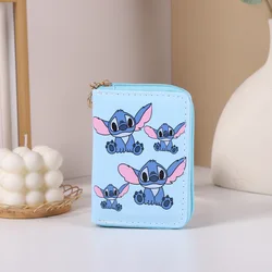 Cartoon Stitch Women Short Coin Purse Disney Anime Print Double Layer Wallet ID Cards Holders Girls Mini Wallet Christmas Gifts