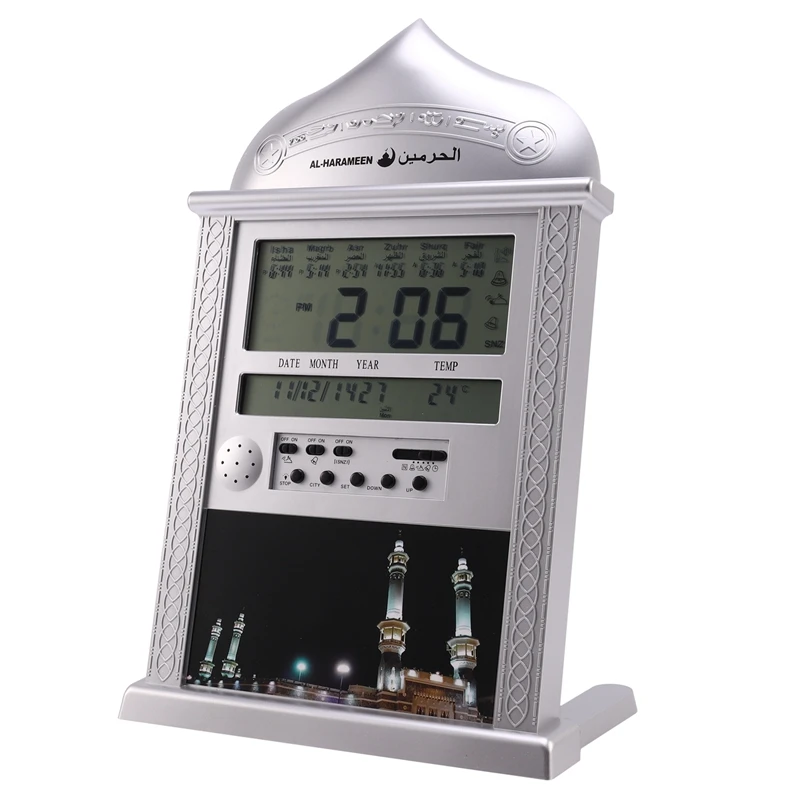 1 Pcs Muslim Praying Islamic Azan Table Clock Azan Alarm Clocks With Pen 1500 Cities Athan Adhan Salah Prayer Clock Promotion