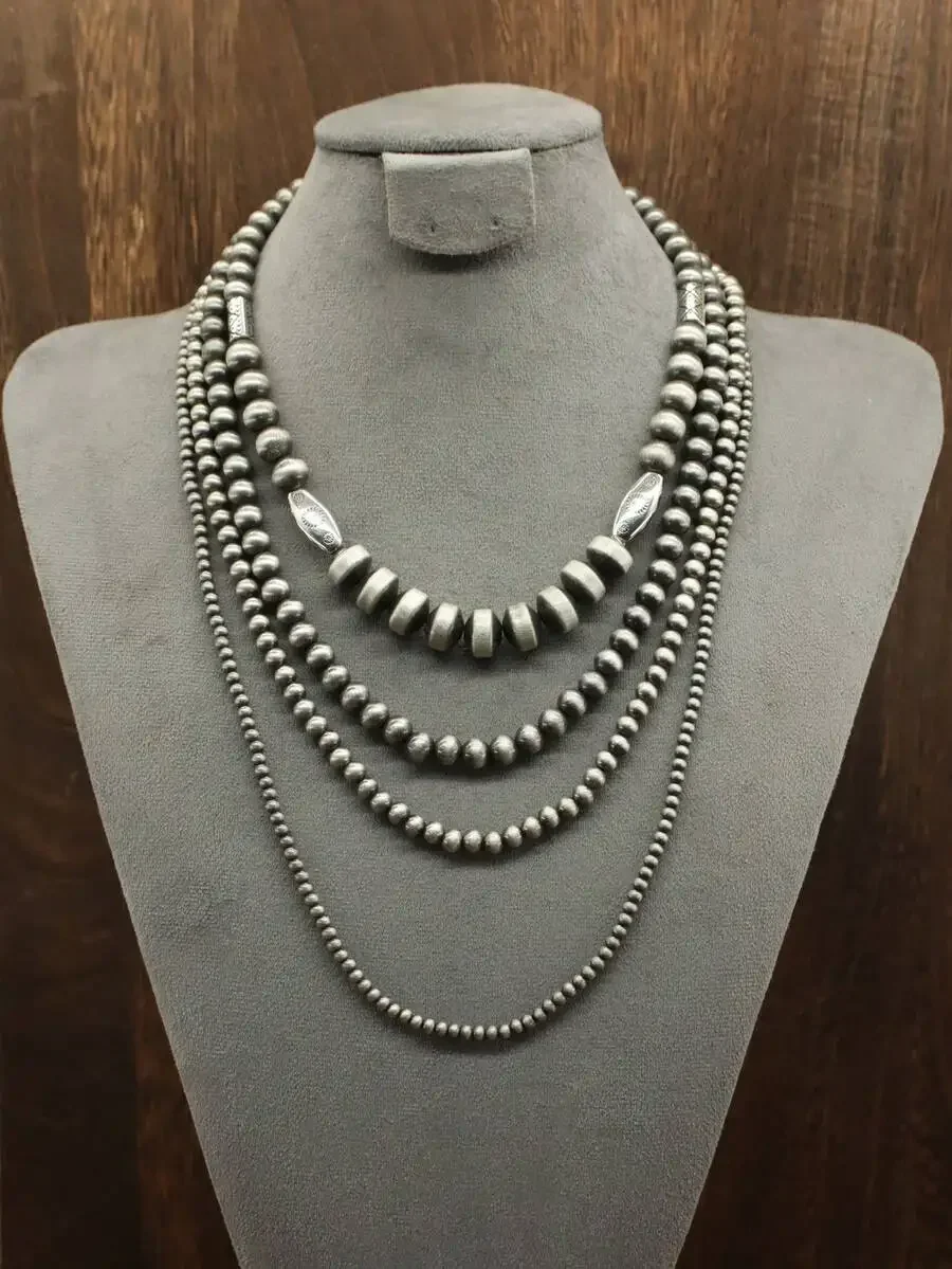 

4 Layer Beaded Statement Necklace Unisex Long Fashion Jewelry