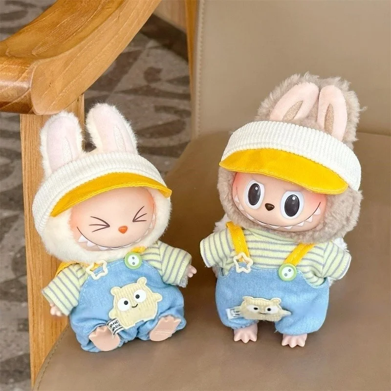 15/17 Labubu カウボーイ オーバーオール セット マカロン アクセサリー 人形服アクセサリー コスチューム ドレスアップ 座りパーティー Labubu 衣装