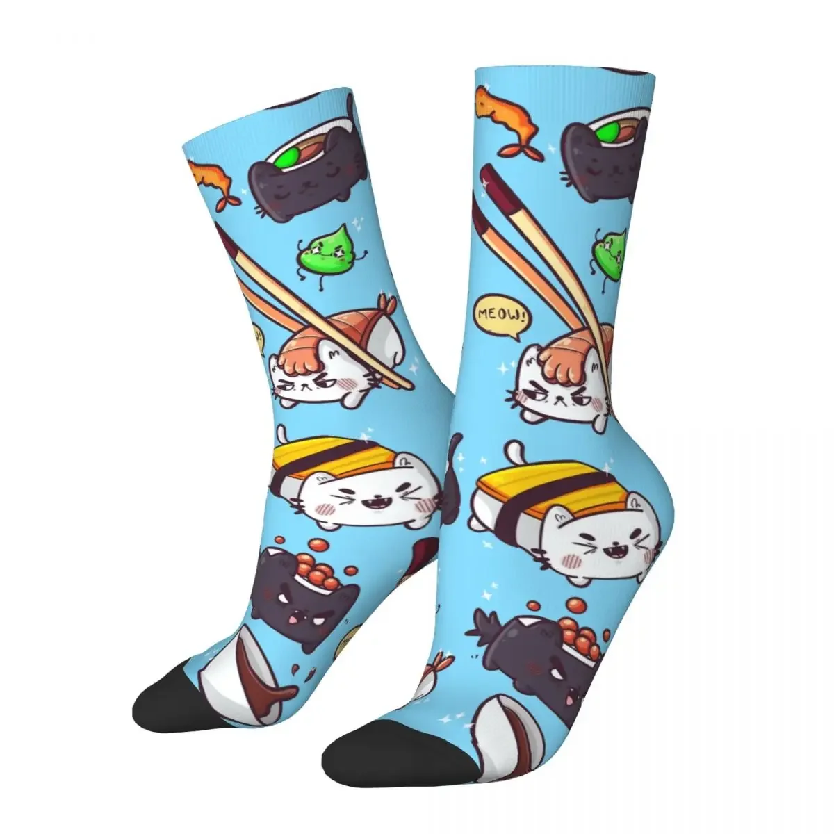 Kawaii Japanese Sushi Cats Socks Accessories For Men Women Cute Japan Art Cozy Socks Soft Birthday Present