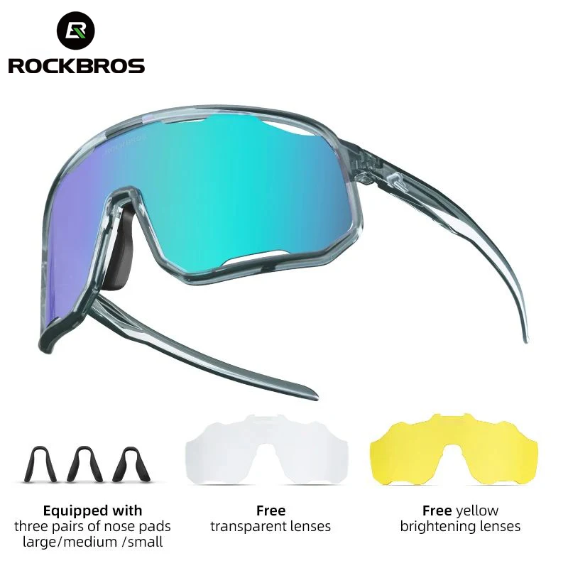 

ROCKBROS Cycling Sunglasses Polarized/Photochromic Sunglasses Sport Big frame Eyewear UV400 Sun Protection with 2 Lens Glasses