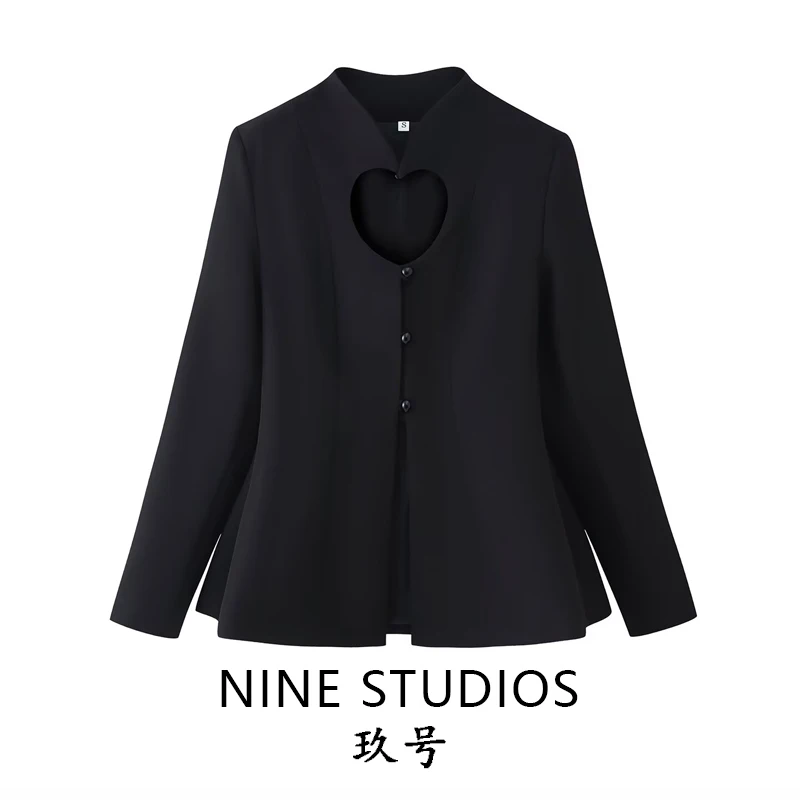 

Сексуальный пиджак свободного кроя с вырезами в форме сердца, женская повседневная одежда, с длинным рукавом, из полиэстера, весна 2026, на одной пуговице