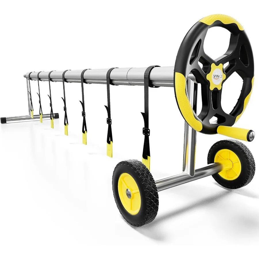 

18-футовый набор катушек для покрытия бассейна для подземных бассейнов с катушкой для покрытия бассейна на солнечной батарее из алюминия, обновленный дизайн для эффективности