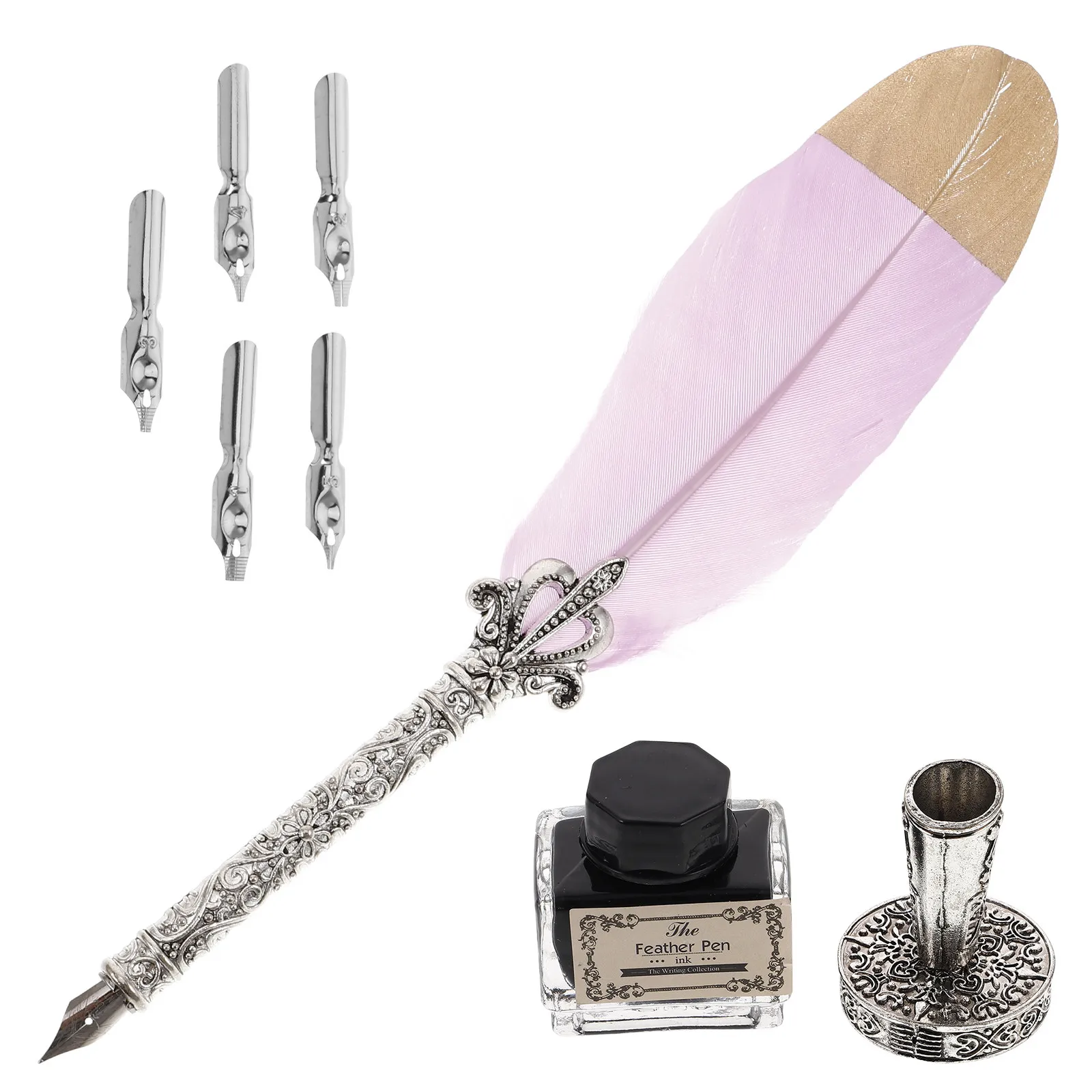 Vintage Steel Quill Pen Set – Practical Calligraphy Writing Tool & Decorative Gift for Enthusiasts