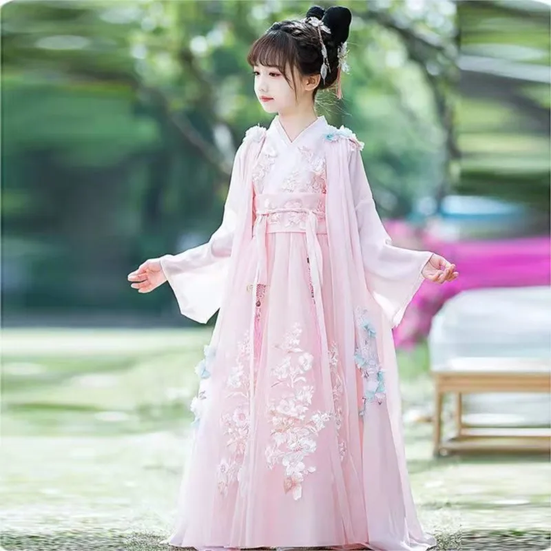 Children's Spring/Autumn Long Sleeve Dress Hanfu 2026 New Girl's Ancient Chinese Style Dress Kids' Ancient Tang Style HanfuLJ406
