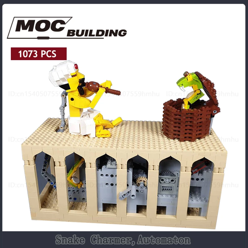 MOC Building Blocks GBC Module Snake Charmer Automaton DIY Assembly Technology Bricks Puzzle Educational Toys Creative Xmas Gift