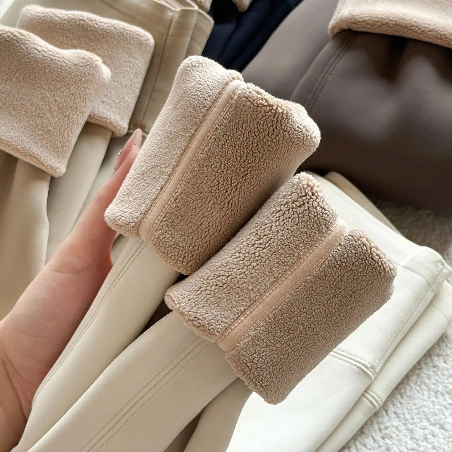 

Fce Lined High Waist Slimming Yoga Pants Thiened Warm Tummy Control Butt Lifting Women's Winter Outerwear ark Pants