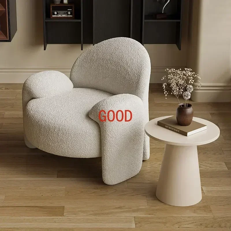 Leisure Single Sofa Chair Lamb Wool Designer Internet Celebrity Minimalist Living Room Bedroom Balcony Light Luxury High-end