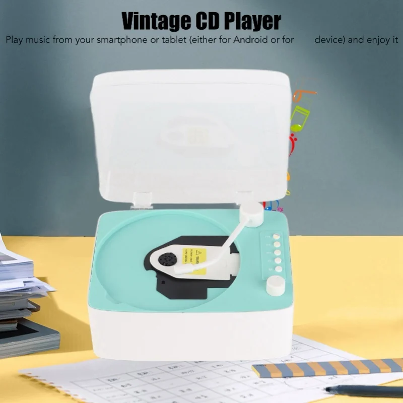 Lettore CD Mini altoparlante Bluetooth vintage multifunzionale Lettore musicale CD per la casa