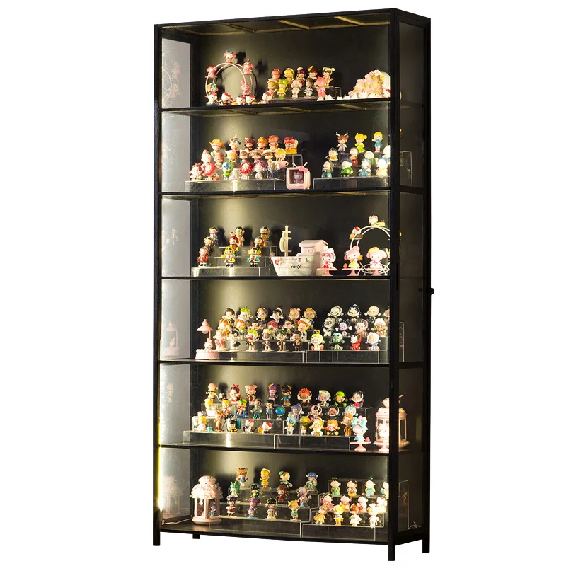 #A Four-tiered Wood Display Case With 3CCT Motion Sensor Lights Modern Design Eco-Friendly Assembled For Storing Collectibles