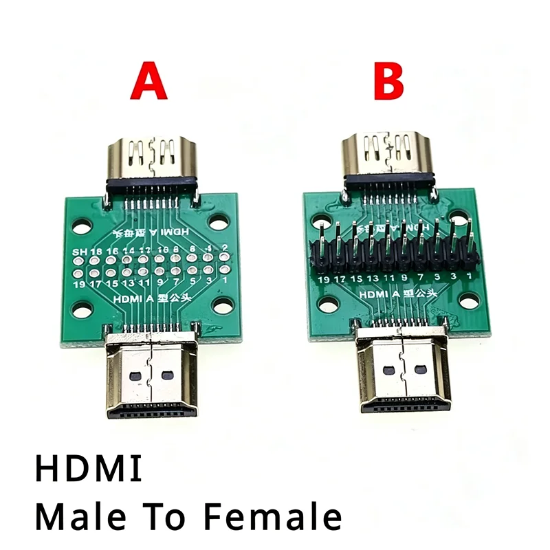 1PCS HDMI Male and Female Test Board MINI Connector With Board PCB 2.54mm Pitch 19/20pin DP HD A Female To Male Adapter Board