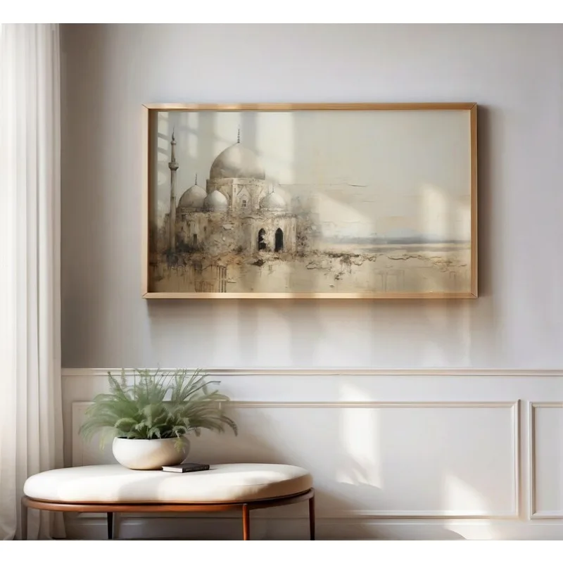 

2D/Flat Noframed Antique Islamic Mosque Canvas Prints, Middle Eastern Historic Digital Ramadan Poster for Living Room Decortion