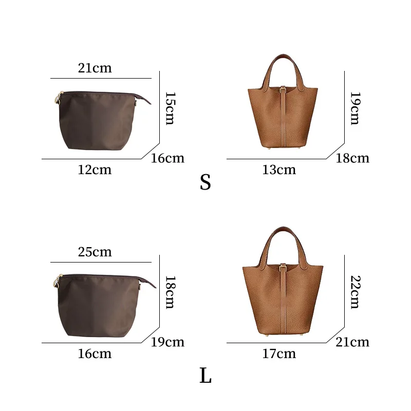 Bolsa interior de TINBERON, bolsa de almacenamiento de maquillaje, bolsa organizadora de inserción, se adapta a cesta de verduras, bolsa de cubo, bolsas de cosméticos de nailon